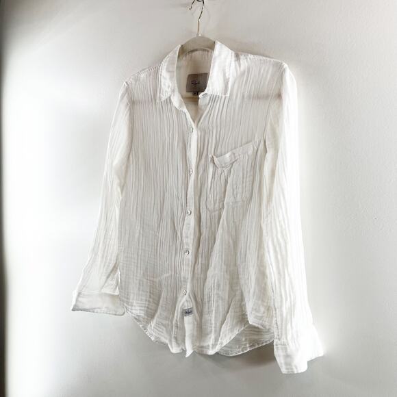 Rails Ellis 100% Cotton Gauze Long Sleeve Button-Up Shirt Top White XS - Picture 5 of 10